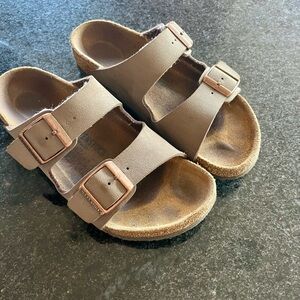 Kids Birkenstock Brown Sandals with Adjustable Straps and Cork Footbed